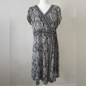 Apt. 9 Black and White Paisley Midi Dress